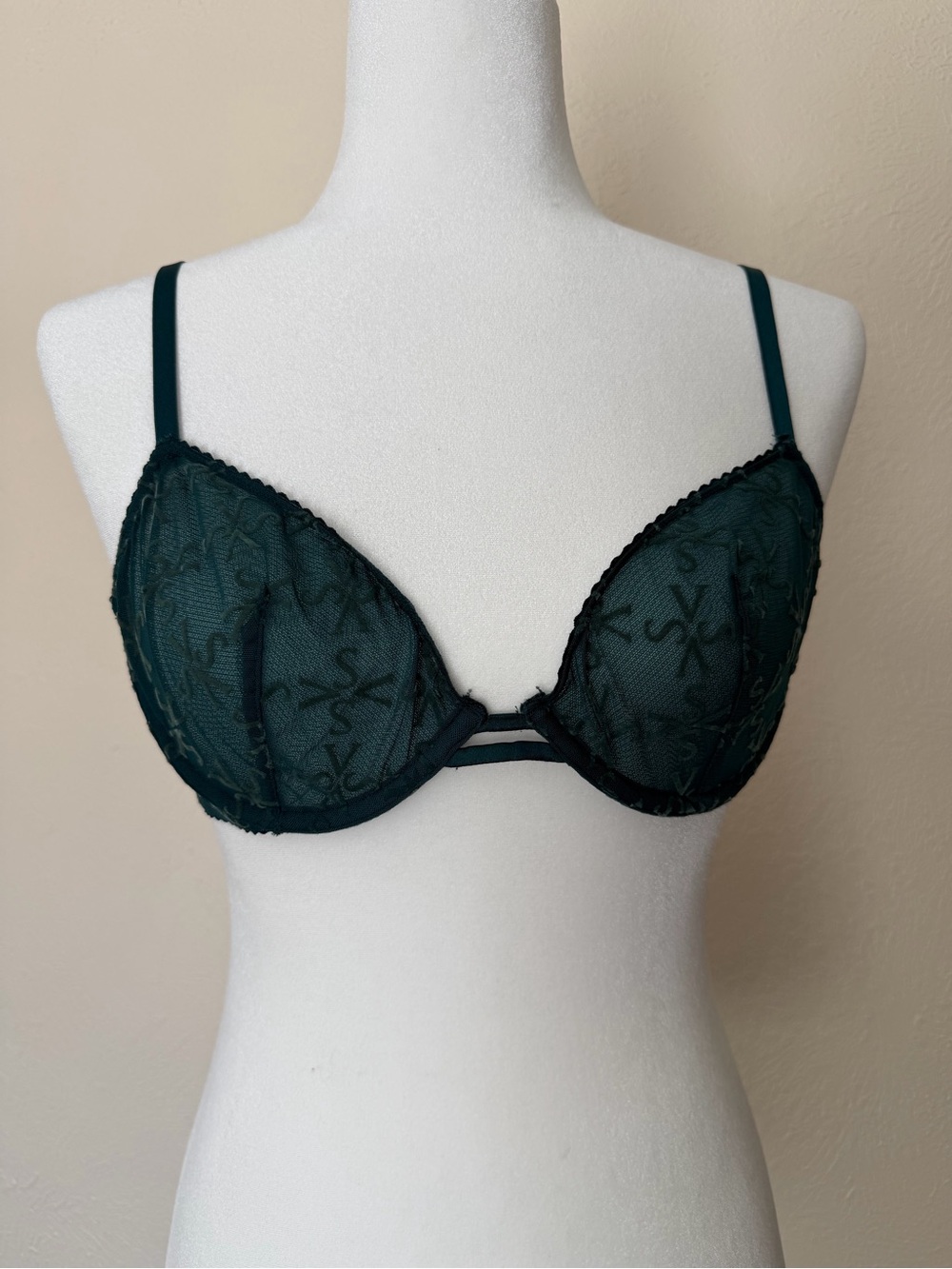 Victoria's Secret Very Sexy Dark Green Lace Unlined Bra